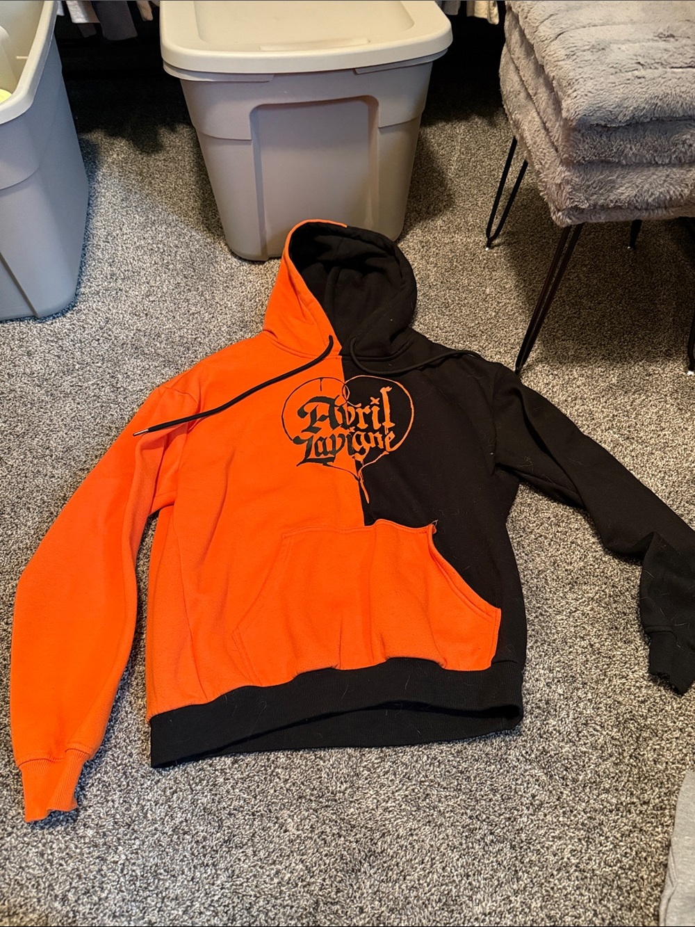 Avril Lavigne Two-Tone Black and Orange Pullover Hoodie